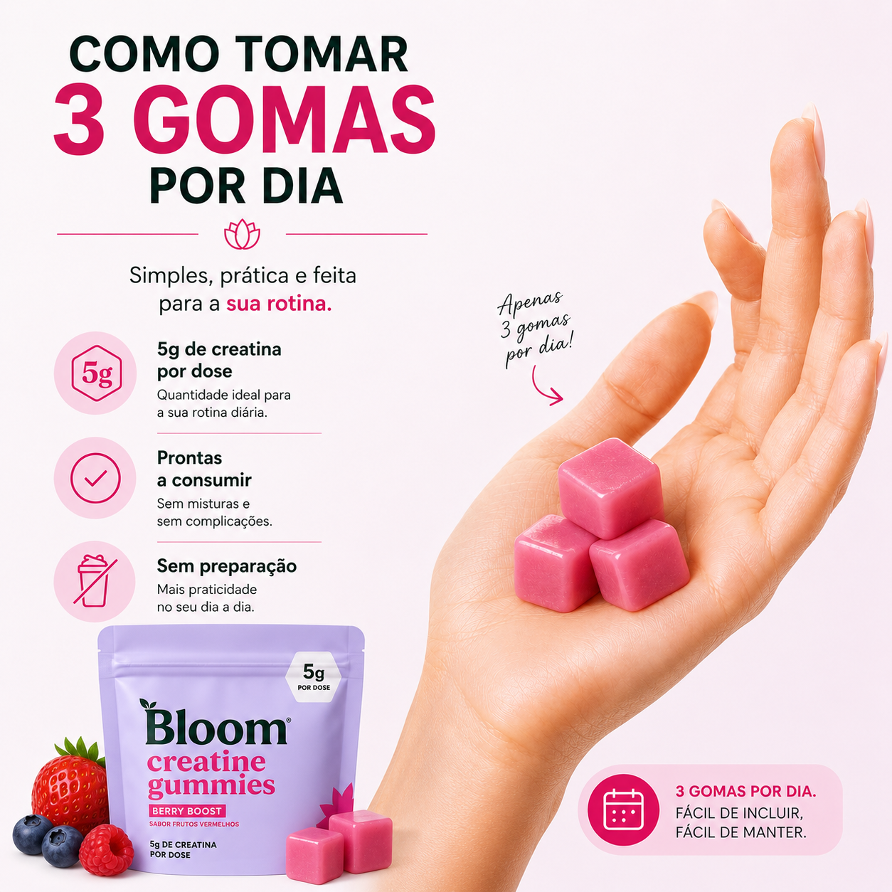 Creatina em Gomas para Energia e Desempenho - 36 Unidades