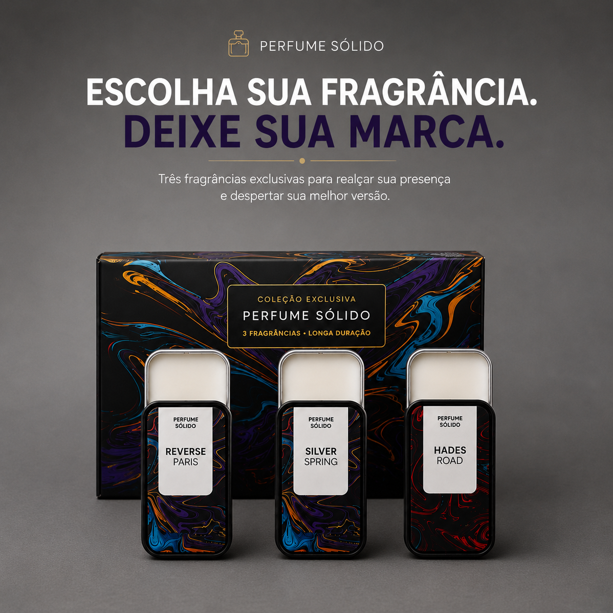 Kit Attraction – 3 Perfumes Sólidos com Feromonas