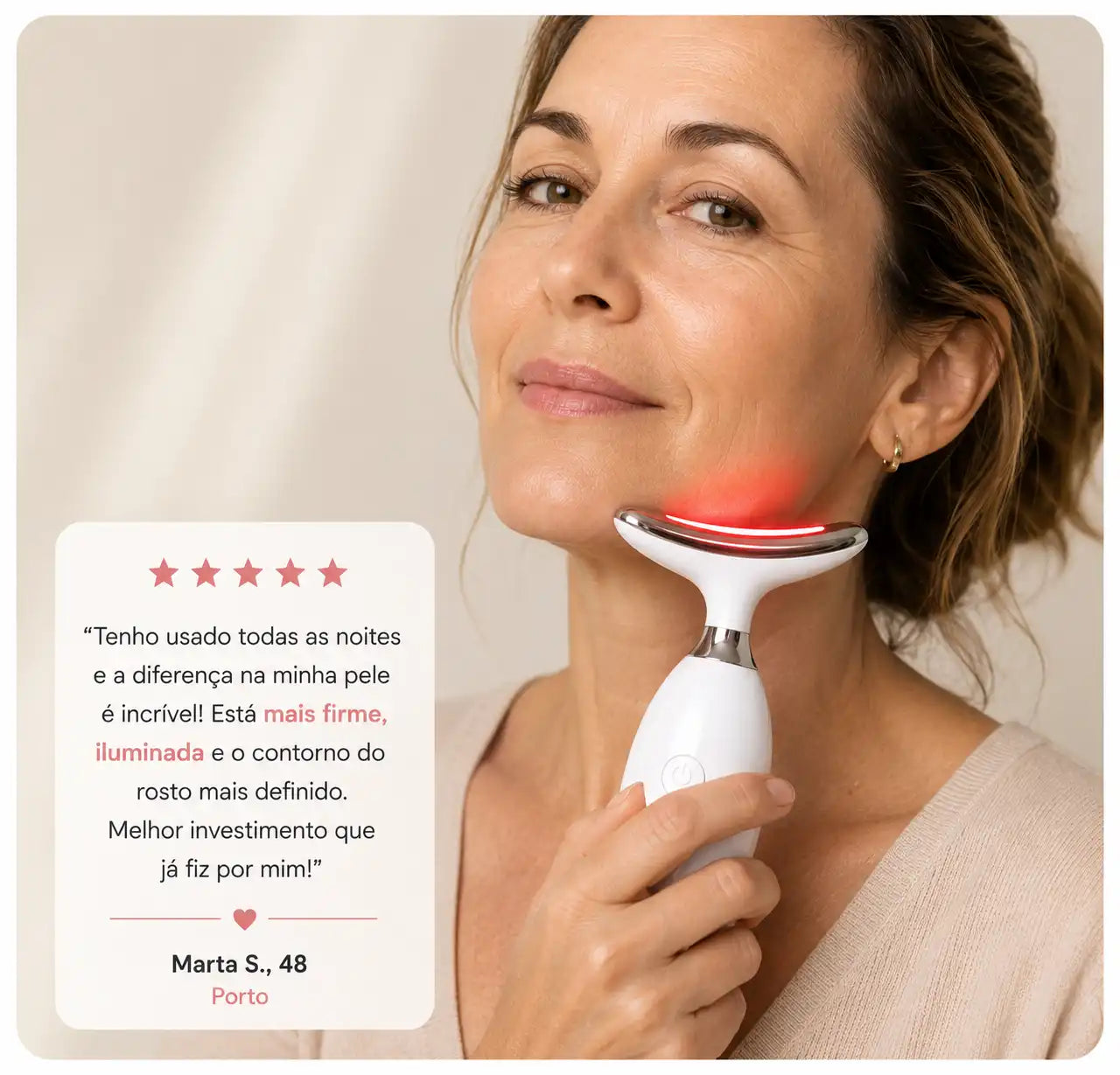 Massajador Facial LED 5 em 1 para Rosto e Pescoço™