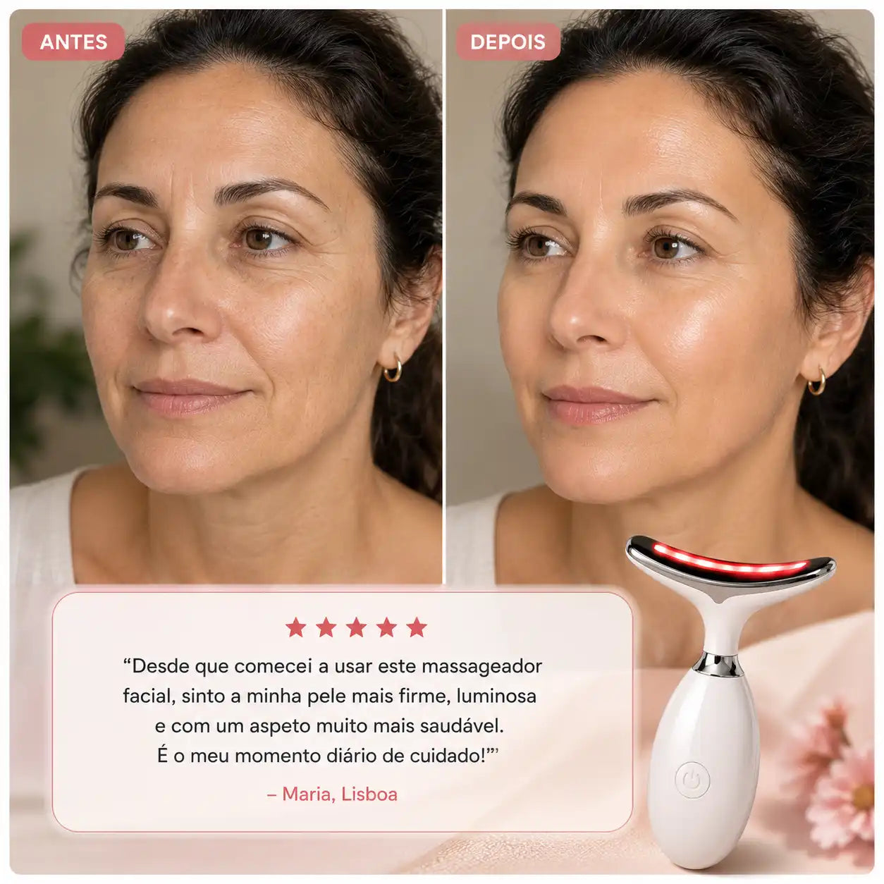 Massajador Facial LED 5 em 1 para Rosto e Pescoço™