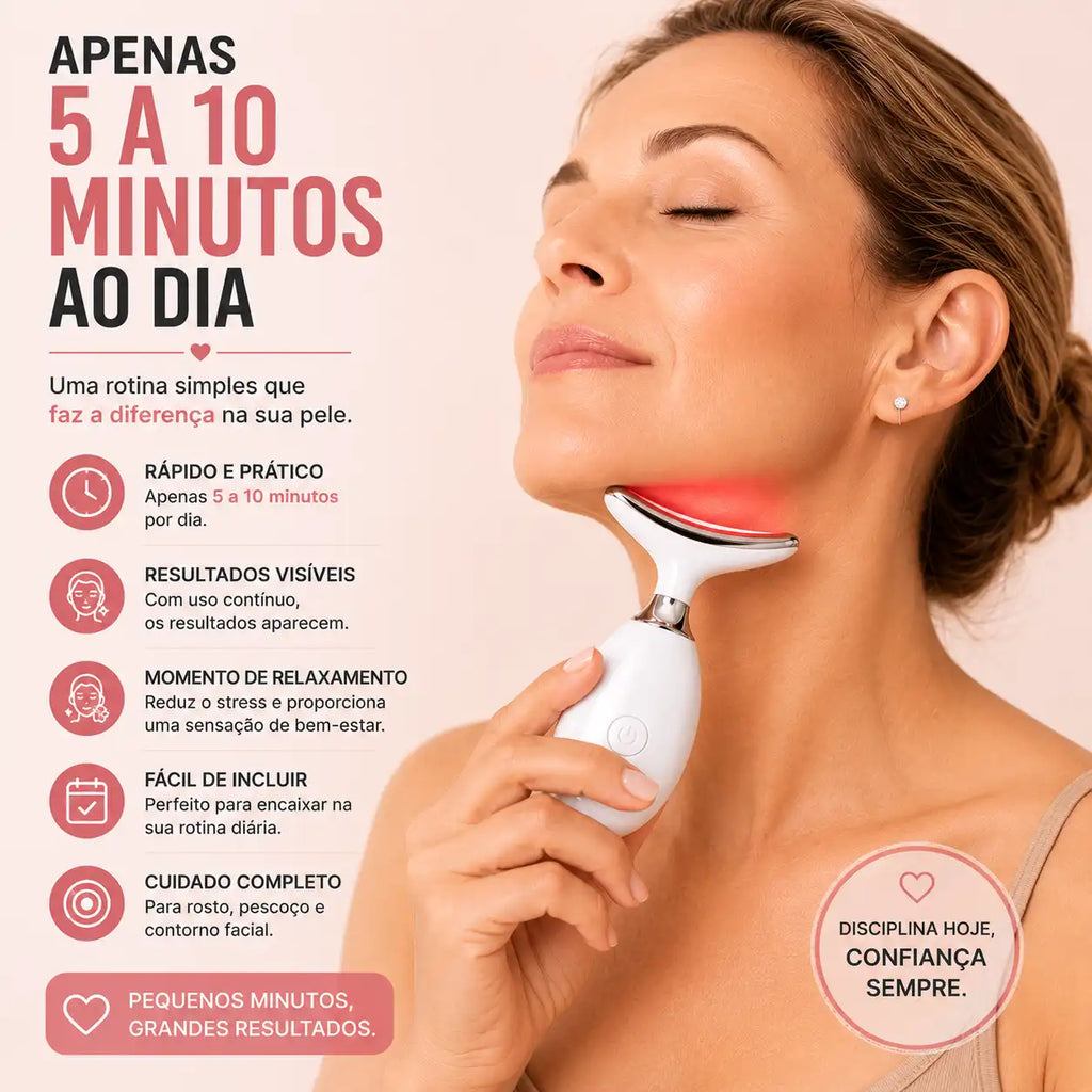 Massajador Facial LED 5 em 1 para Rosto e Pescoço™